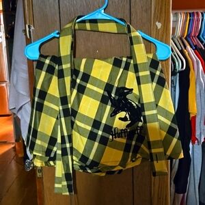 Harry Potter Hufflepuff House Plaid Skirt w/ Suspenders